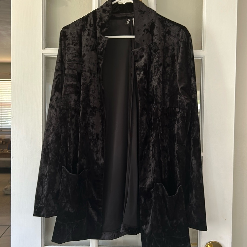 Divided H&M Faux Velour Collared Blazer Jacket